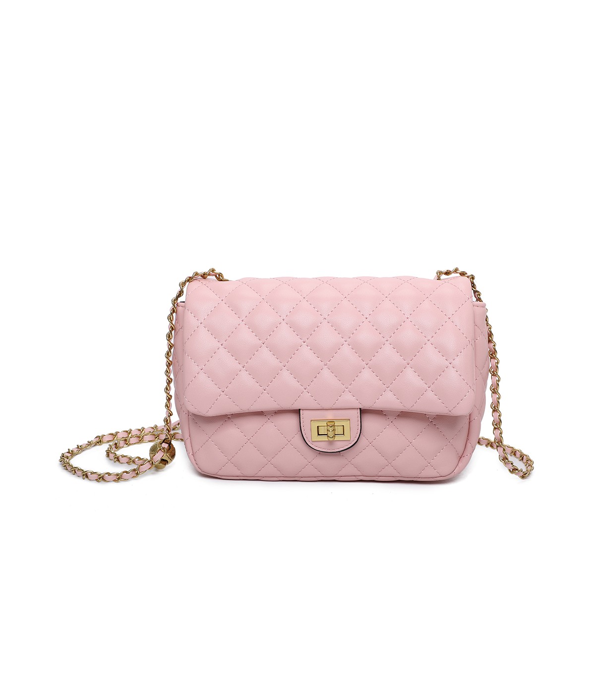 T11487 - Bolso bandolera con cierre de pestillo y asa de cadeneta de colores