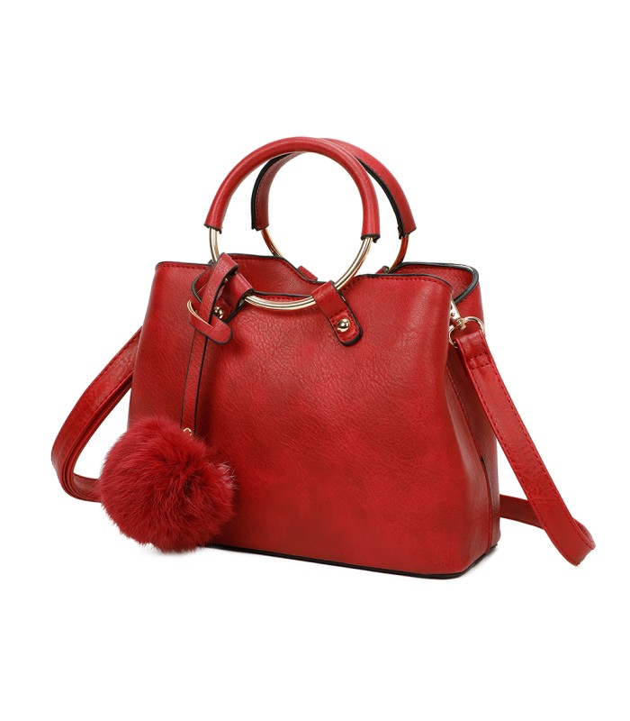 T11128 - Bolso bandolera con asa redonda y pompón