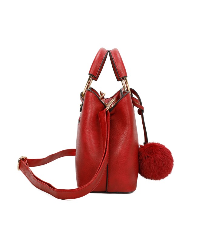 T11128 - Bolso bandolera con asa redonda y pompón