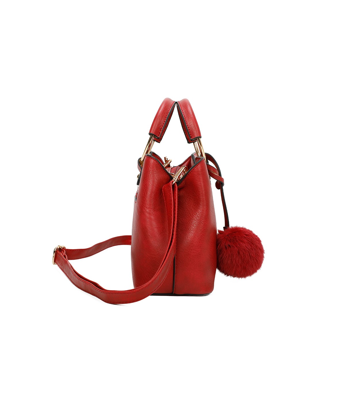 T11128 - Bolso bandolera con asa redonda y pompón