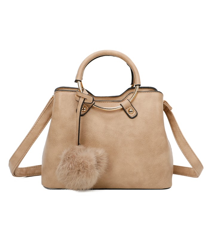 T11128 - Bolso bandolera con asa redonda y pompón