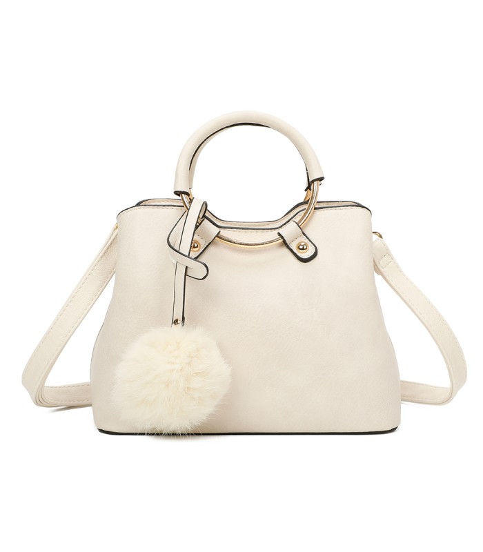 T11128 - Bolso bandolera con asa redonda y pompón
