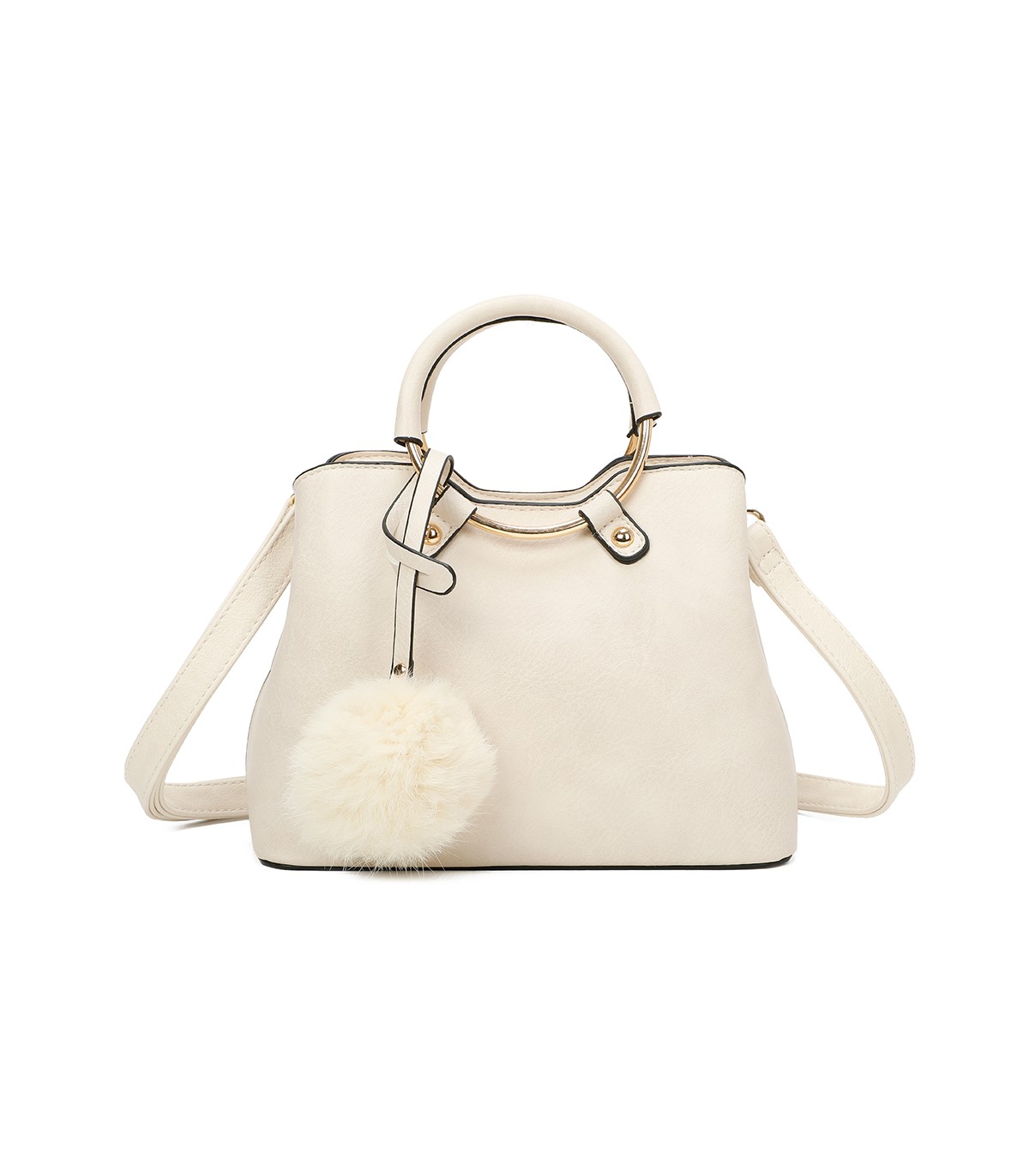 T11128 - Bolso bandolera con asa redonda y pompón