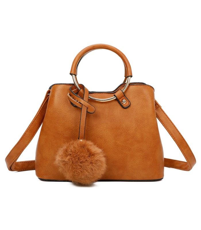 T11128 - Bolso bandolera con asa redonda y pompón