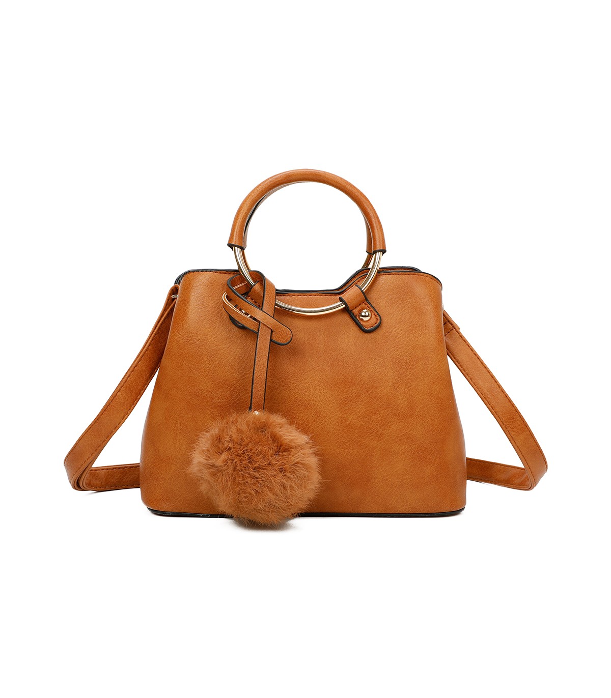 T11128 - Bolso bandolera con asa redonda y pompón