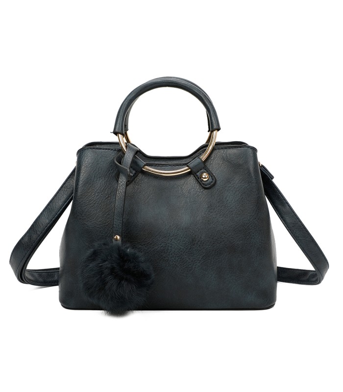 T11128 - Bolso bandolera con asa redonda y pompón