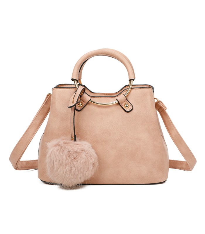 T11128 - Bolso bandolera con asa redonda y pompón