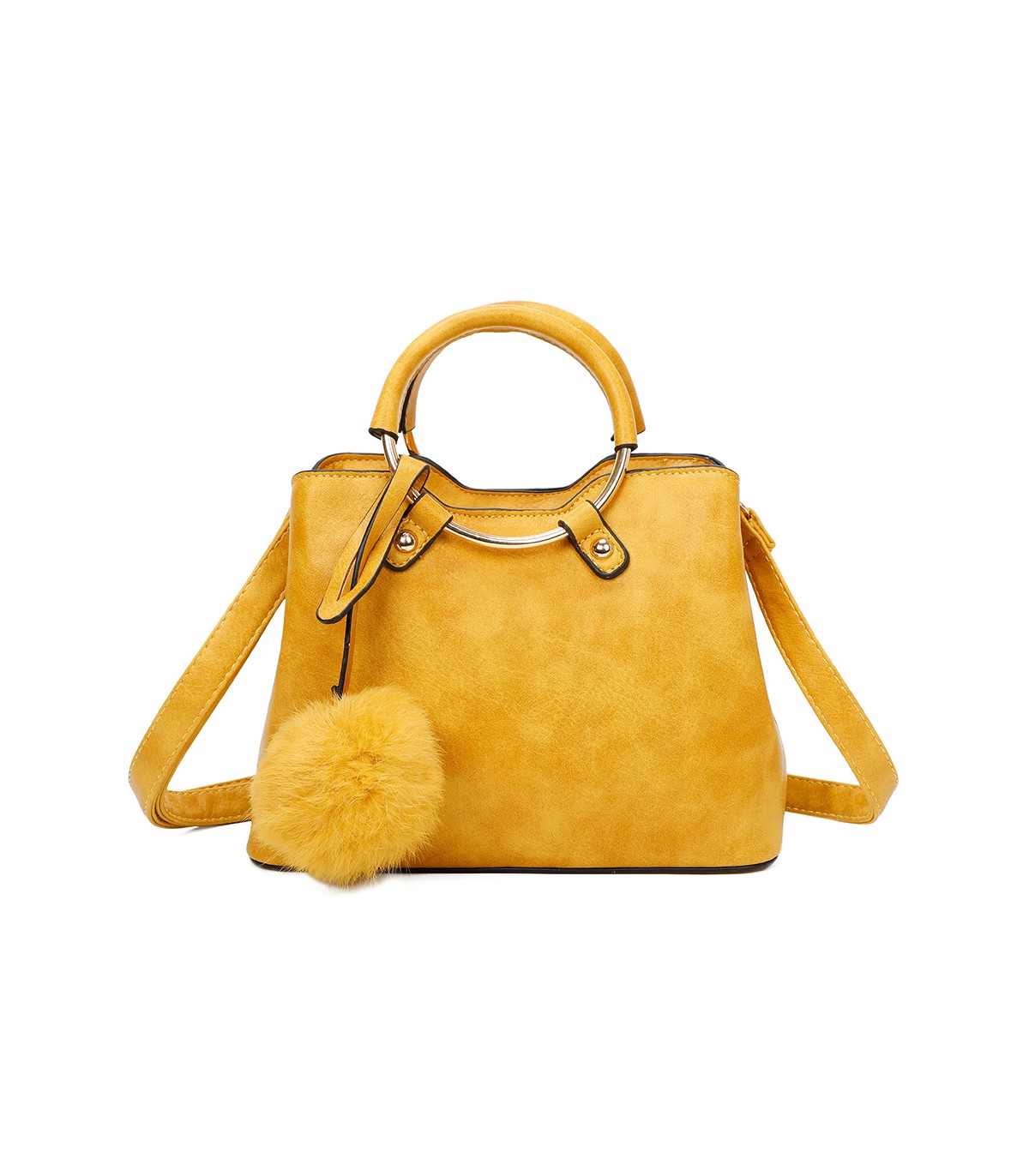 T11128 - Bolso bandolera con asa redonda y pompón
