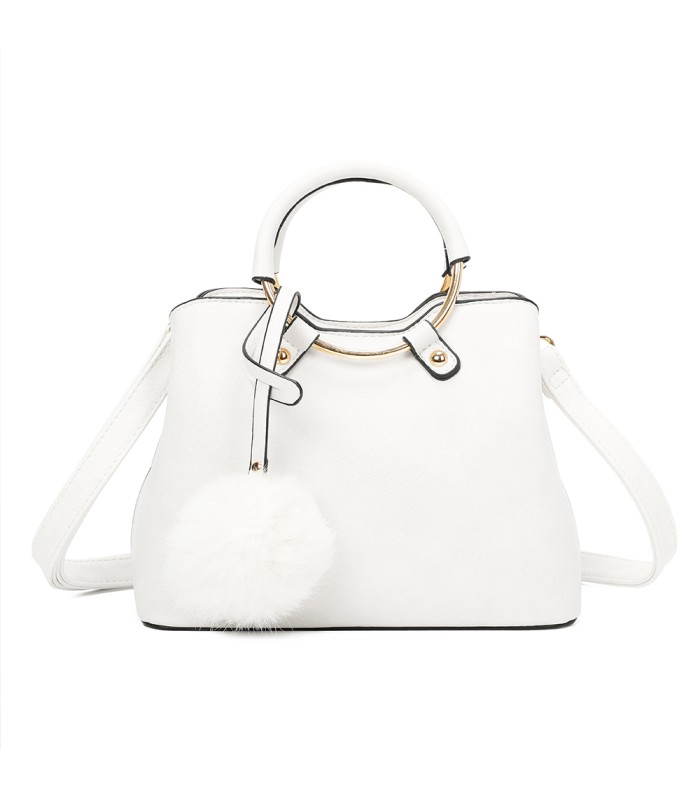 T11128 - Bolso bandolera con asa redonda y pompón
