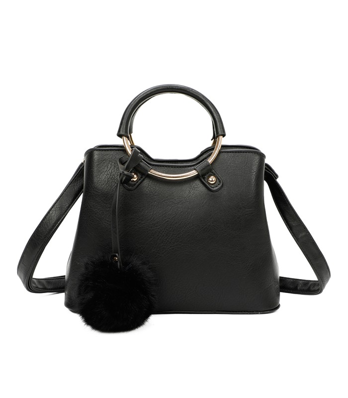 T11128 - Bolso bandolera con asa redonda y pompón