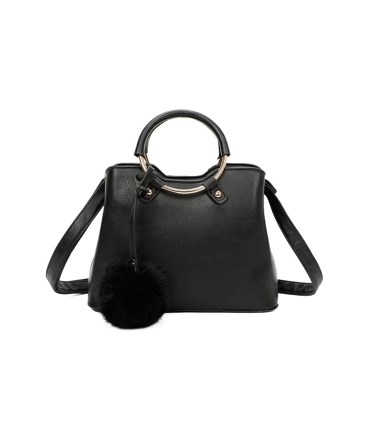 T11128 - Bolso bandolera con asa redonda y pompón