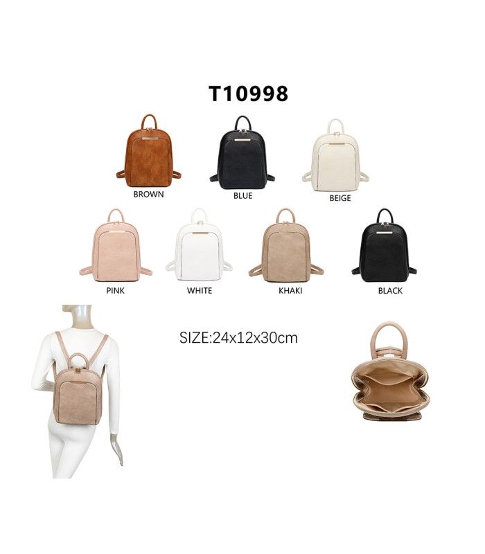 T10998 - Mochila con cierre superior y bolsillo frontal de cierre de botón imantado