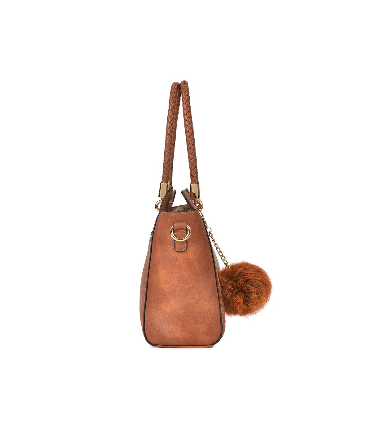 T10488 - Bolso de hombro con  bandolera con pompon a juego