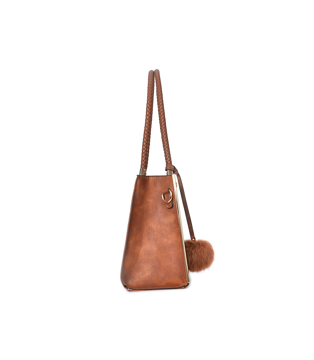 T10488 - Bolso de hombro con  bandolera con pompon a juego