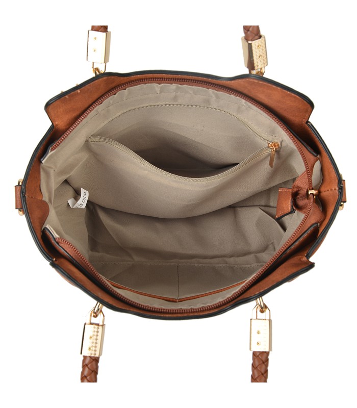 T10488 - Bolso de hombro con  bandolera con pompon a juego