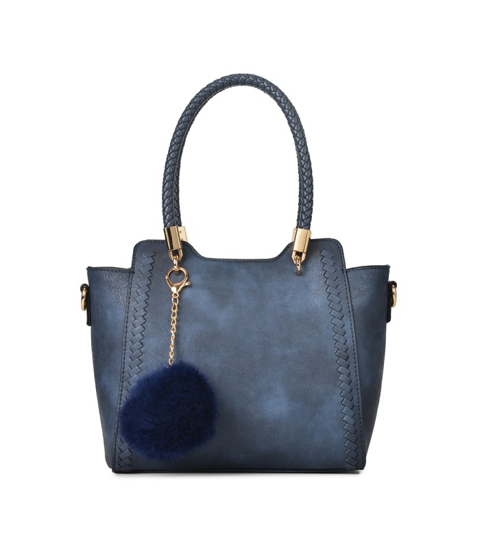 T10488 - Bolso de hombro con  bandolera con pompon a juego