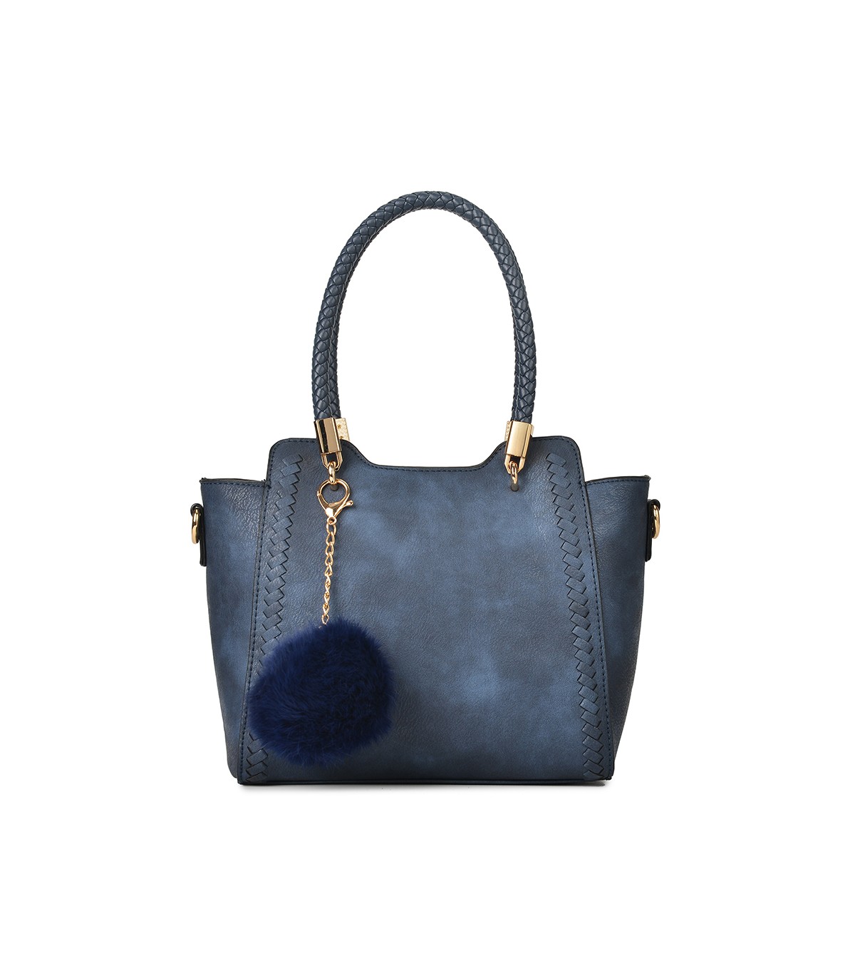 T10488 - Bolso de hombro con  bandolera con pompon a juego