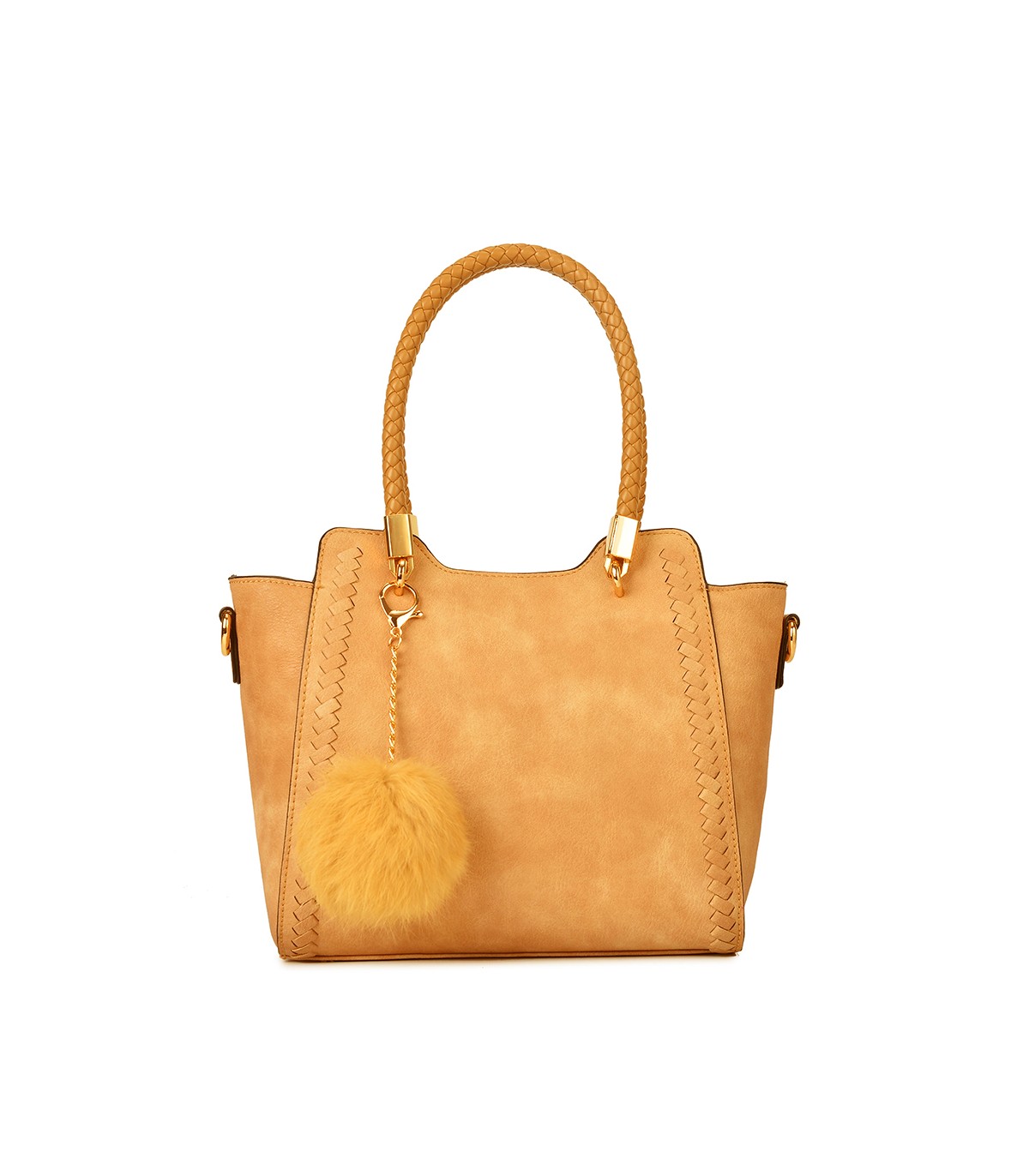 T10488 - Bolso de hombro con  bandolera con pompon a juego