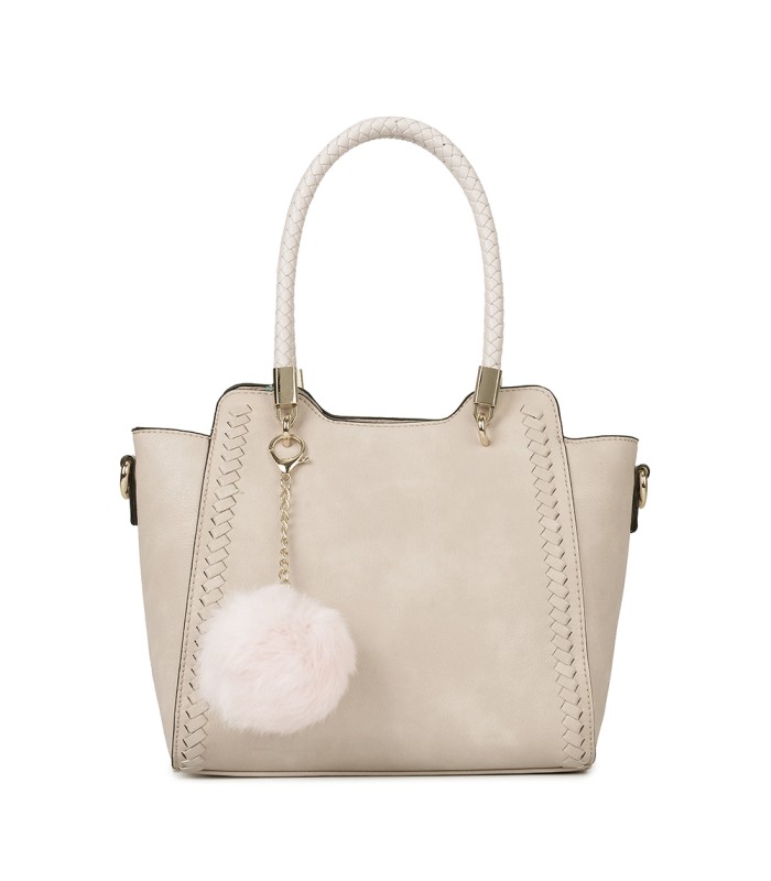 T10488 - Bolso de hombro con  bandolera con pompon a juego