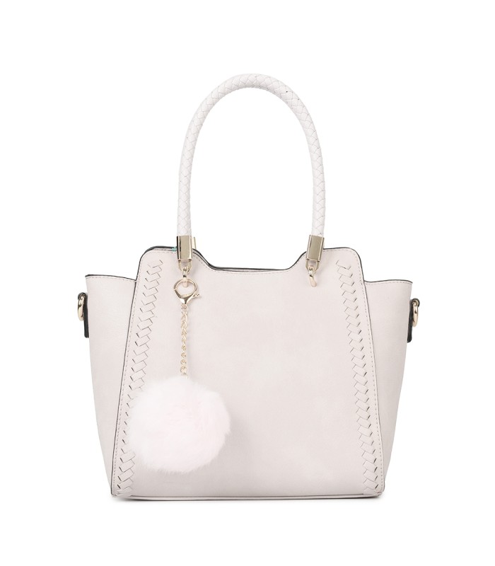 T10488 - Bolso de hombro con  bandolera con pompon a juego