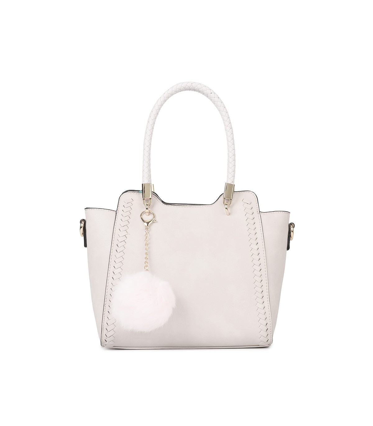 T10488 - Bolso de hombro con  bandolera con pompon a juego