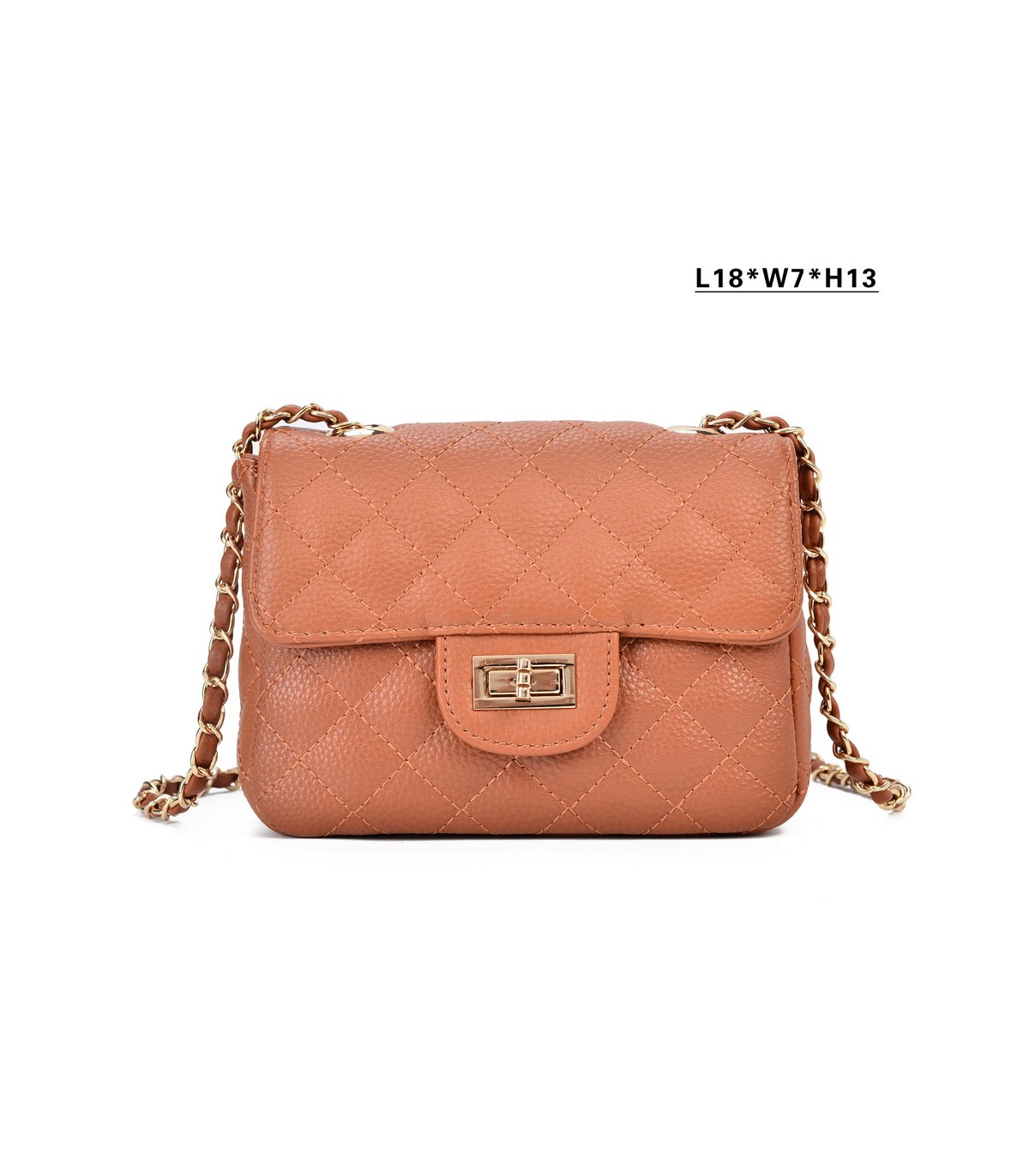 T10303 - Bolso bandolera con cierre de pestillo y textura de cuadros