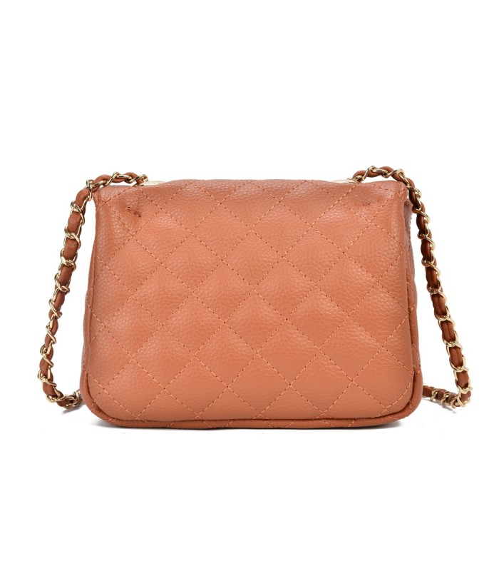 T10303 - Bolso bandolera con cierre de pestillo y textura de cuadros