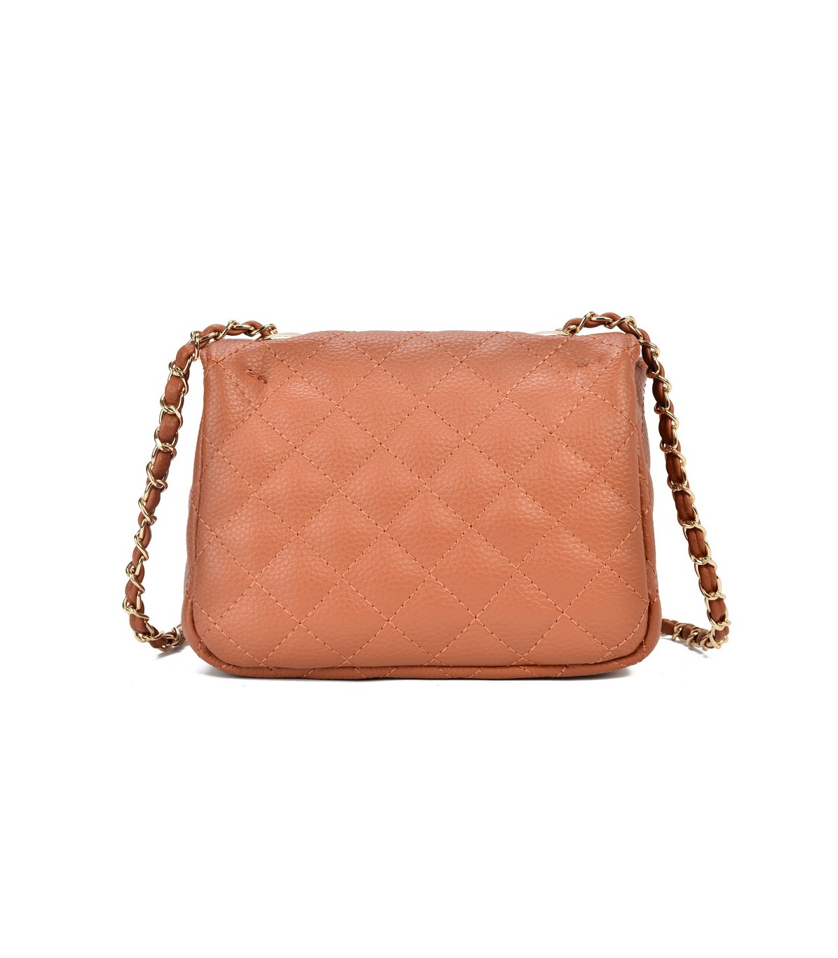 T10303 - Bolso bandolera con cierre de pestillo y textura de cuadros