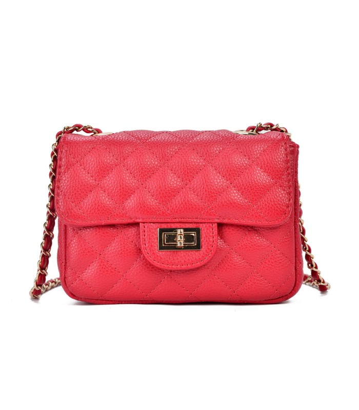 T10303 - Bolso bandolera con cierre de pestillo y textura de cuadros