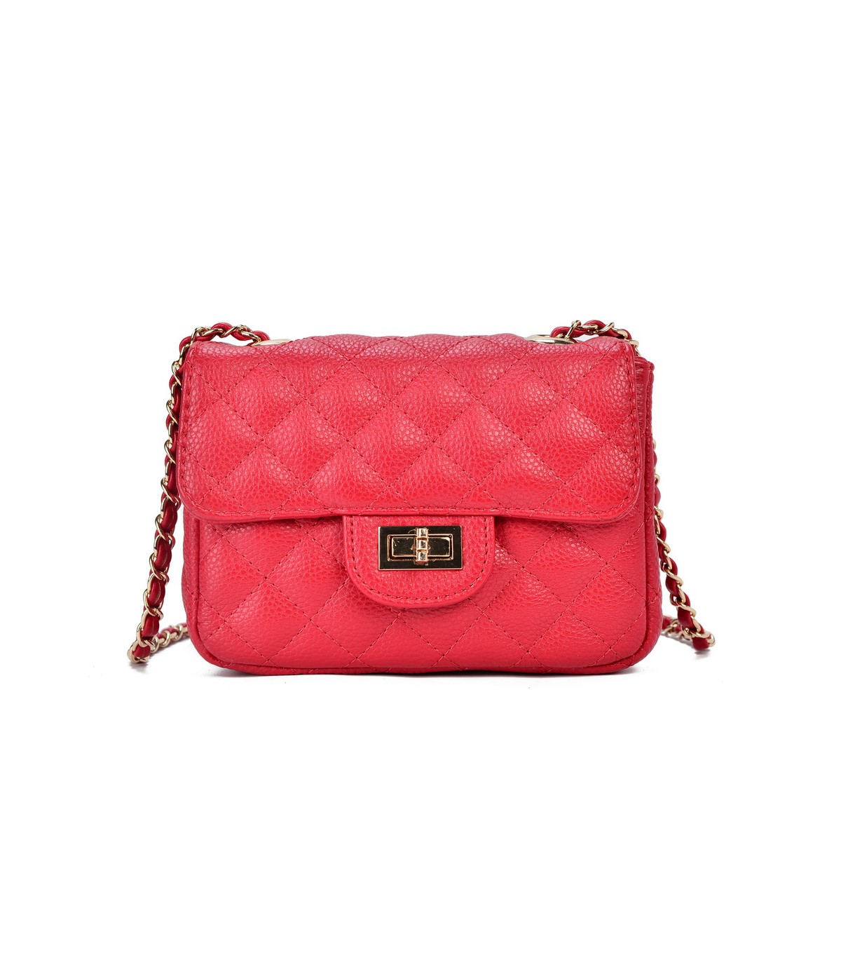 T10303 - Bolso bandolera con cierre de pestillo y textura de cuadros