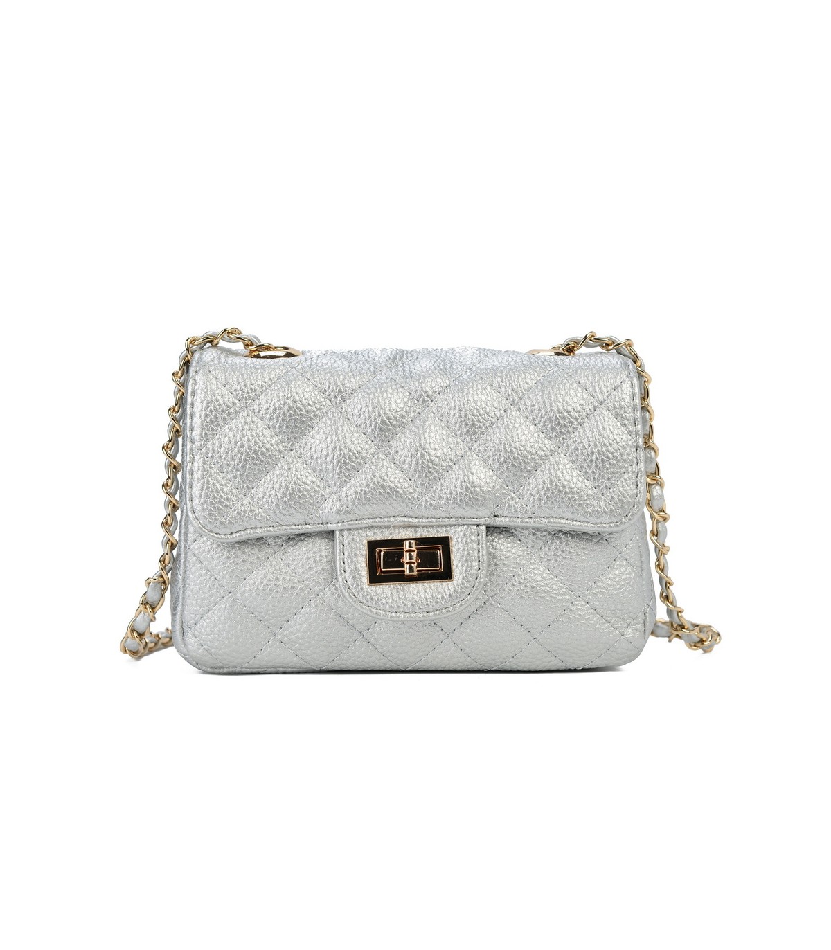 T10303 - Bolso bandolera con cierre de pestillo y textura de cuadros