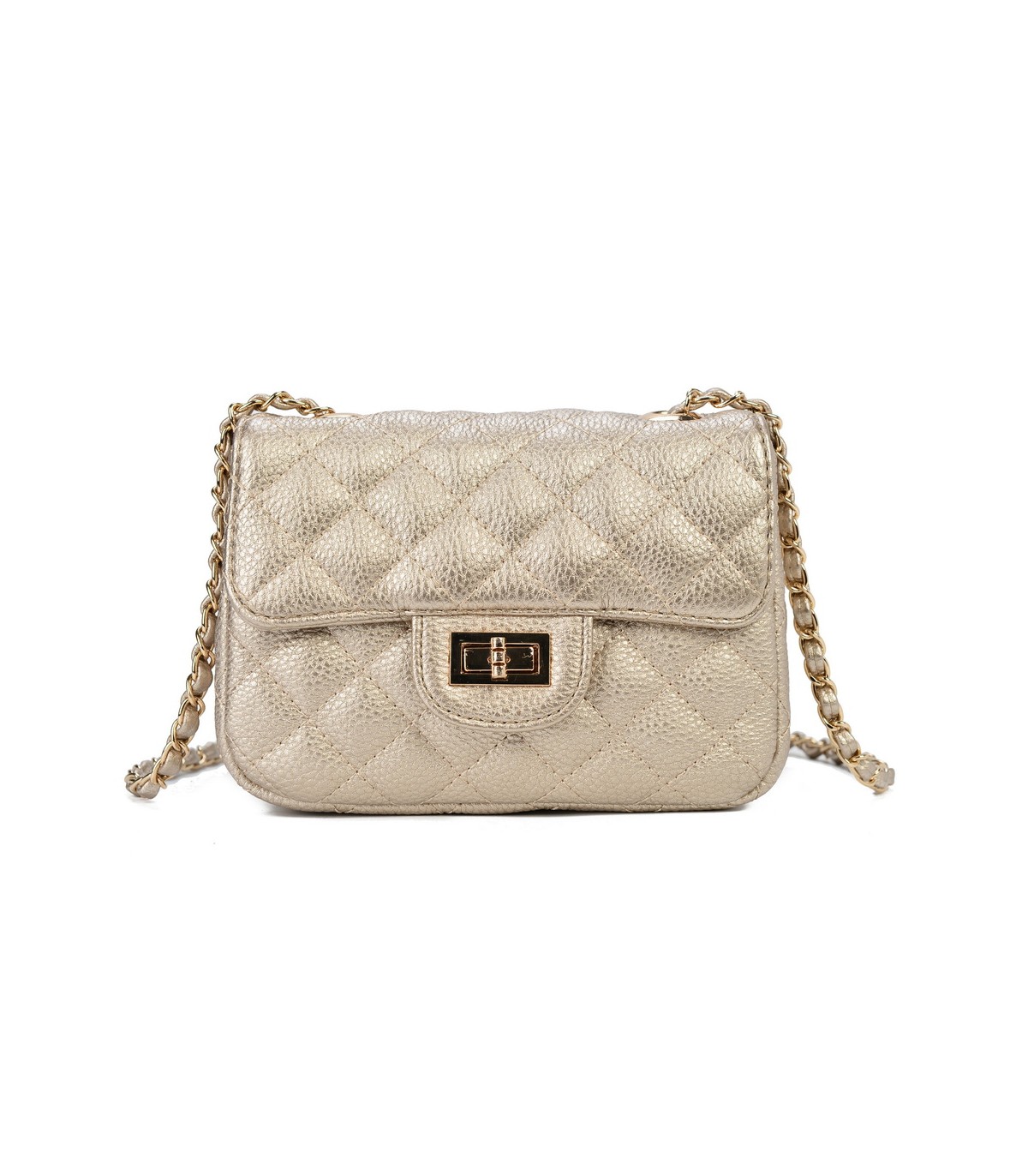 T10303 - Bolso bandolera con cierre de pestillo y textura de cuadros