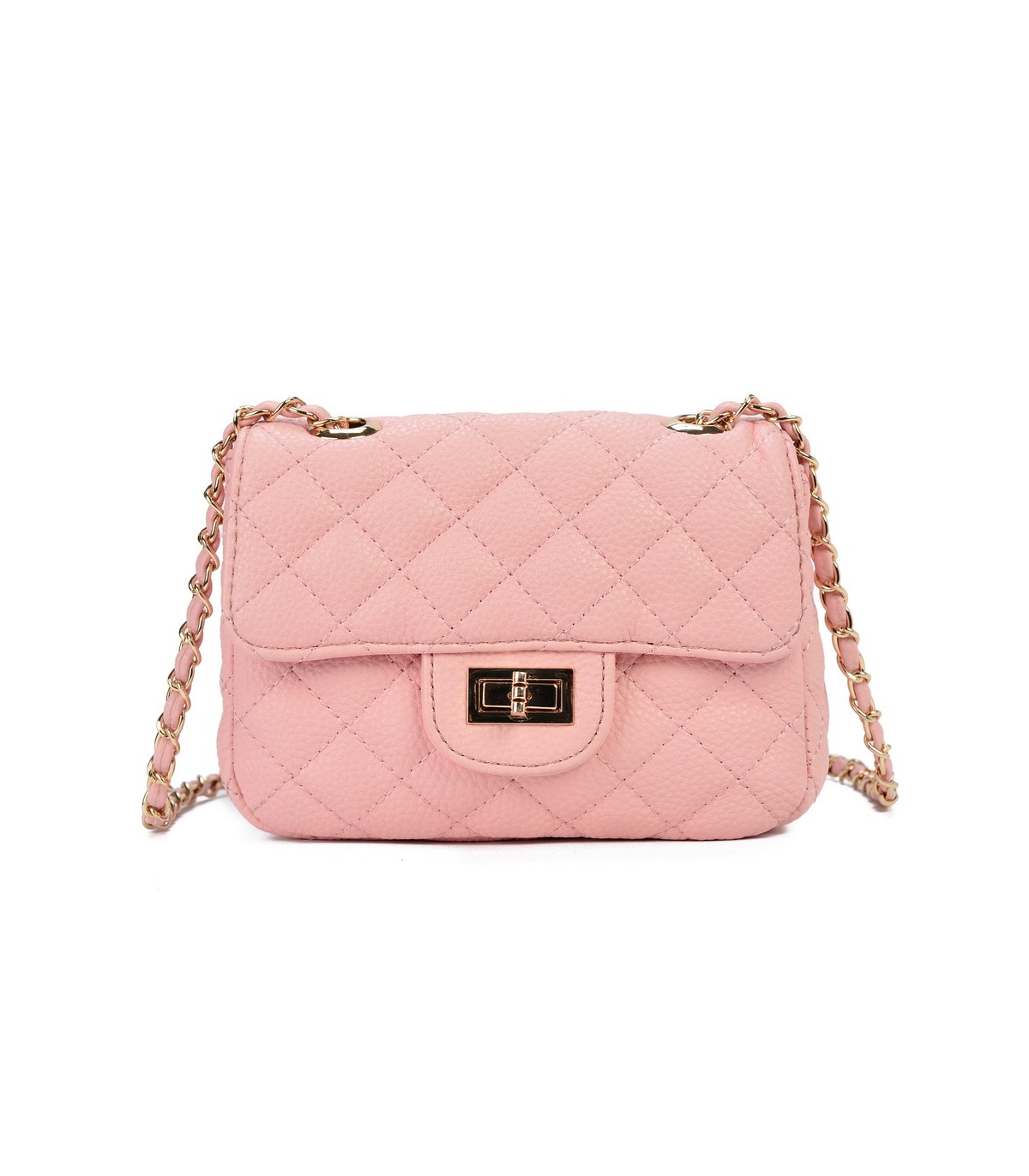 T10303 - Bolso bandolera con cierre de pestillo y textura de cuadros
