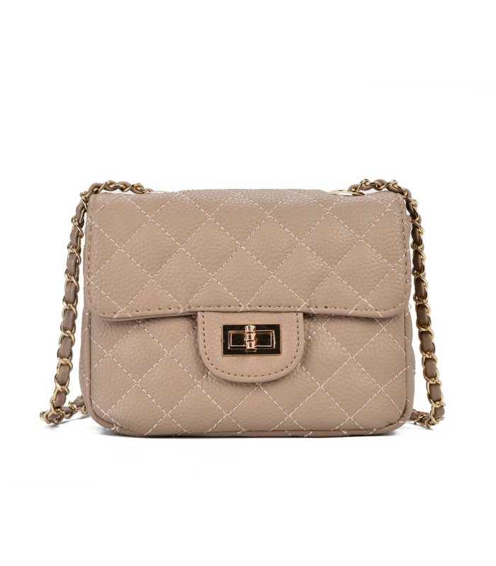 T10303 - Bolso bandolera con cierre de pestillo y textura de cuadros