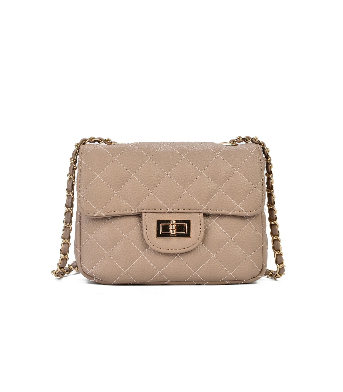 T10303 - Bolso bandolera con cierre de pestillo y textura de cuadros
