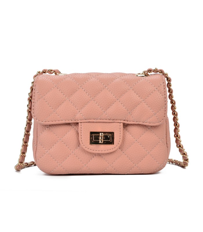 T10303 - Bolso bandolera con cierre de pestillo y textura de cuadros