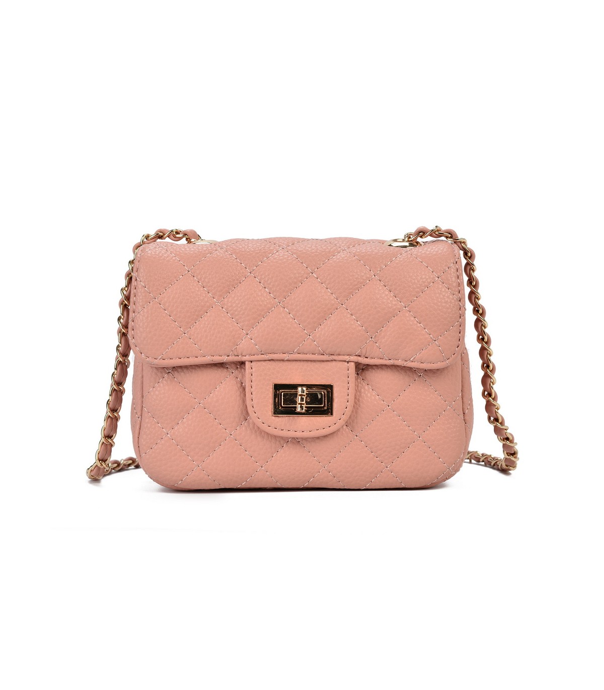 T10303 - Bolso bandolera con cierre de pestillo y textura de cuadros