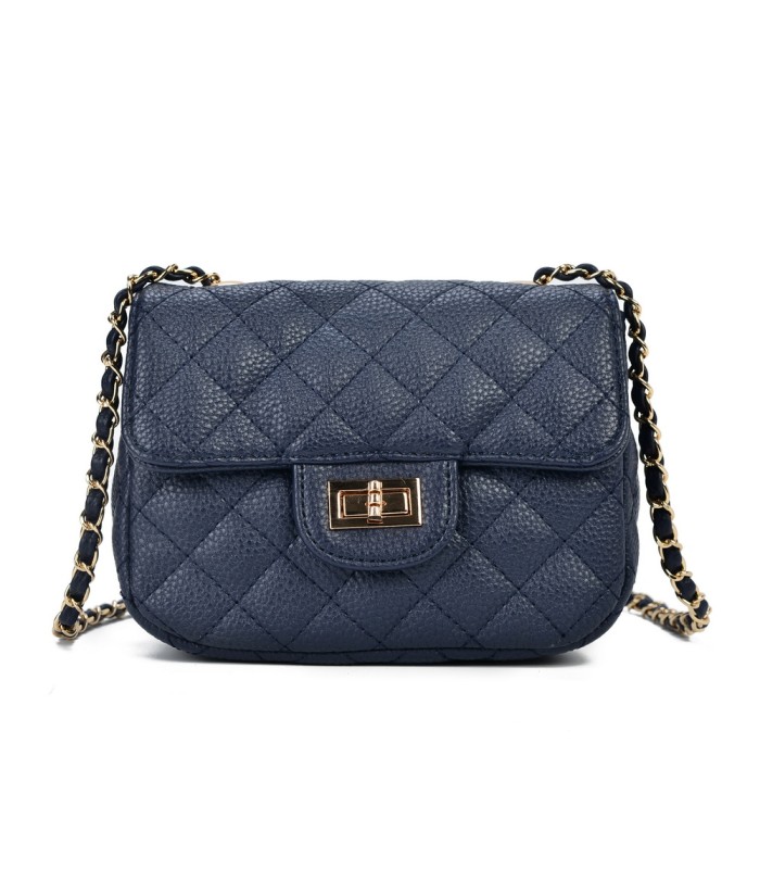 T10303 - Bolso bandolera con cierre de pestillo y textura de cuadros