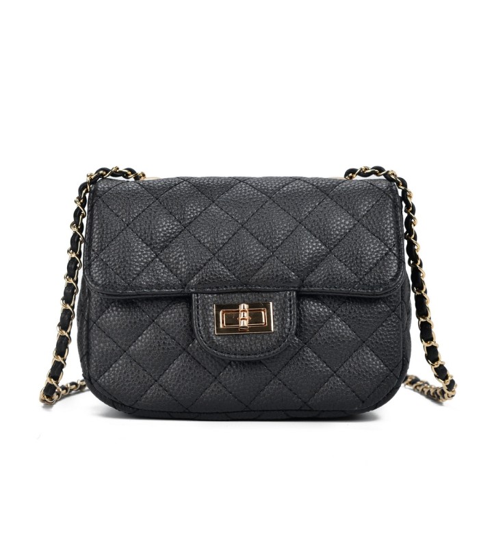 T10303 - Bolso bandolera con cierre de pestillo y textura de cuadros