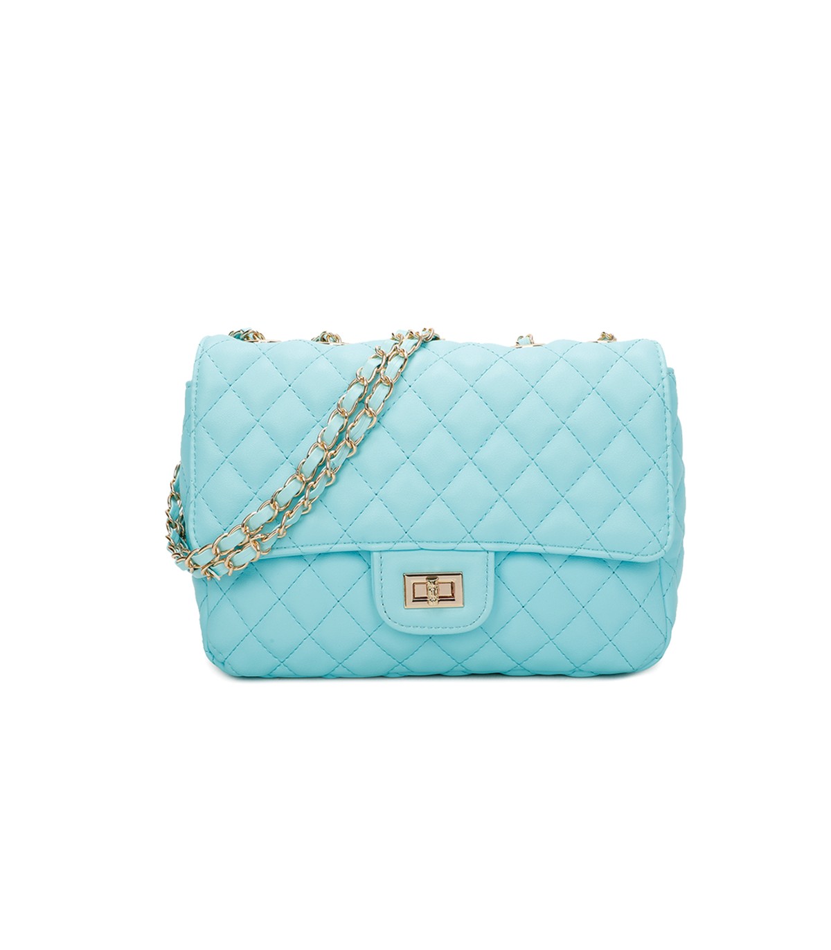T10303 - Bolso bandolera con cierre de pestillo y textura de cuadros