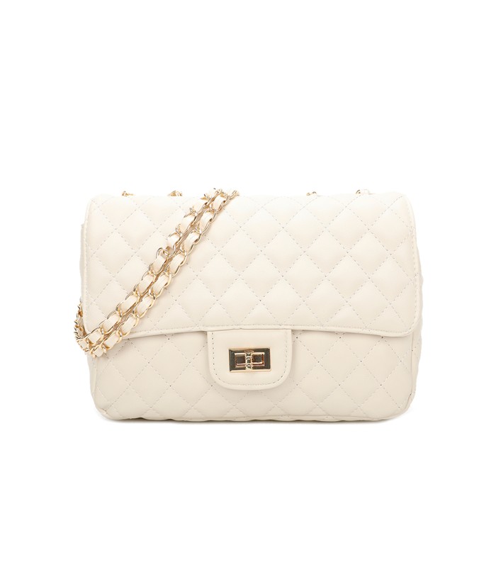 T10303 - Bolso bandolera con cierre de pestillo y textura de cuadros