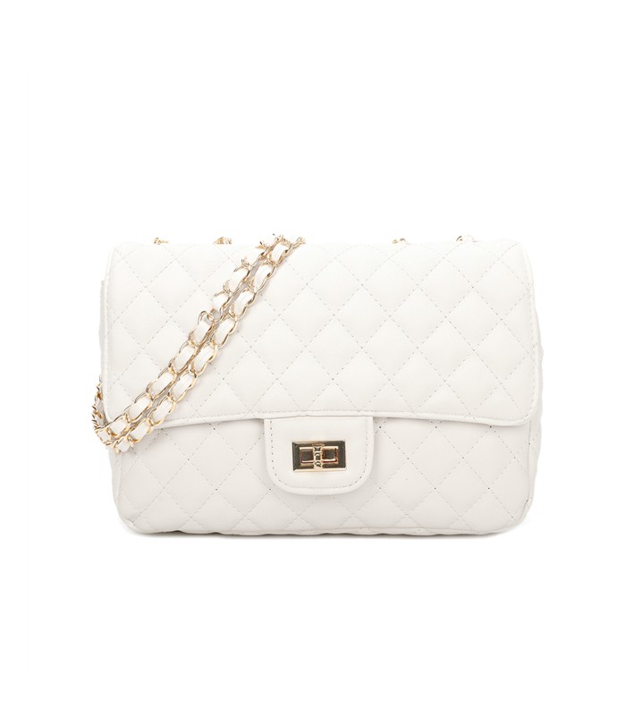 T10303 - Bolso bandolera con cierre de pestillo y textura de cuadros