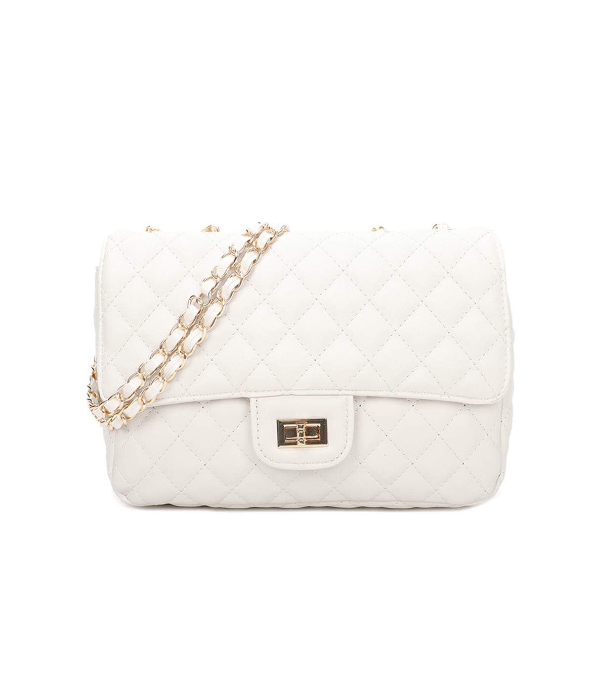 T10303 - Bolso bandolera con cierre de pestillo y textura de cuadros