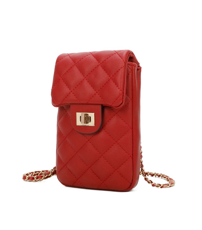 T11327 - Bolso para móvil con cierre de pestillo y bandolera ornamentada