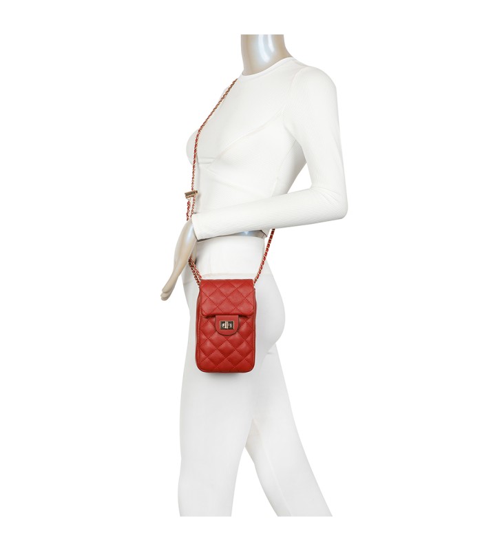 T11327 - Bolso para móvil con cierre de pestillo y bandolera ornamentada