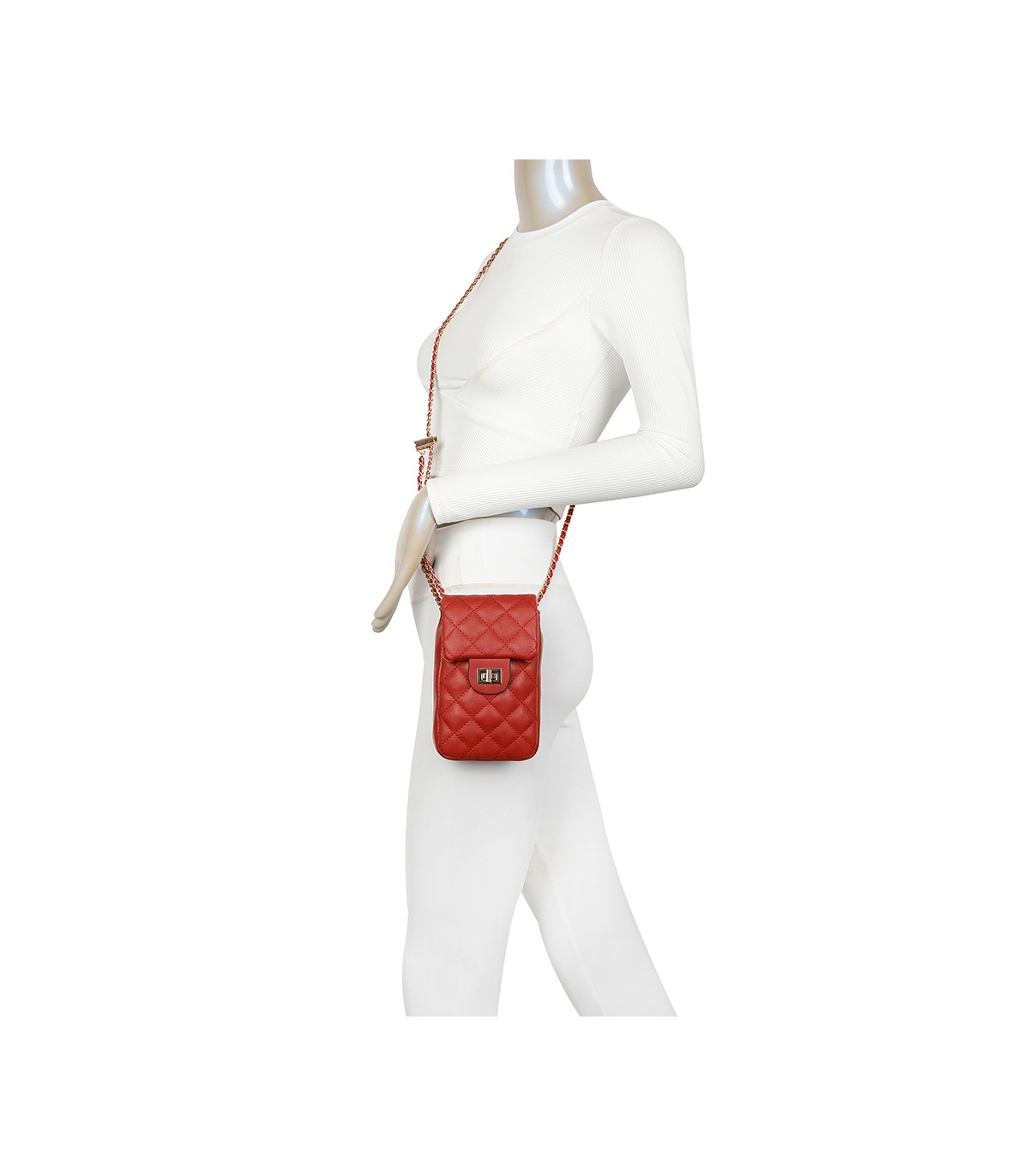 T11327 - Bolso para móvil con cierre de pestillo y bandolera ornamentada