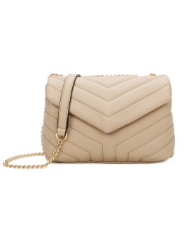 T11473 - Bolso bandolera con cierre imantado y textura efecto en V