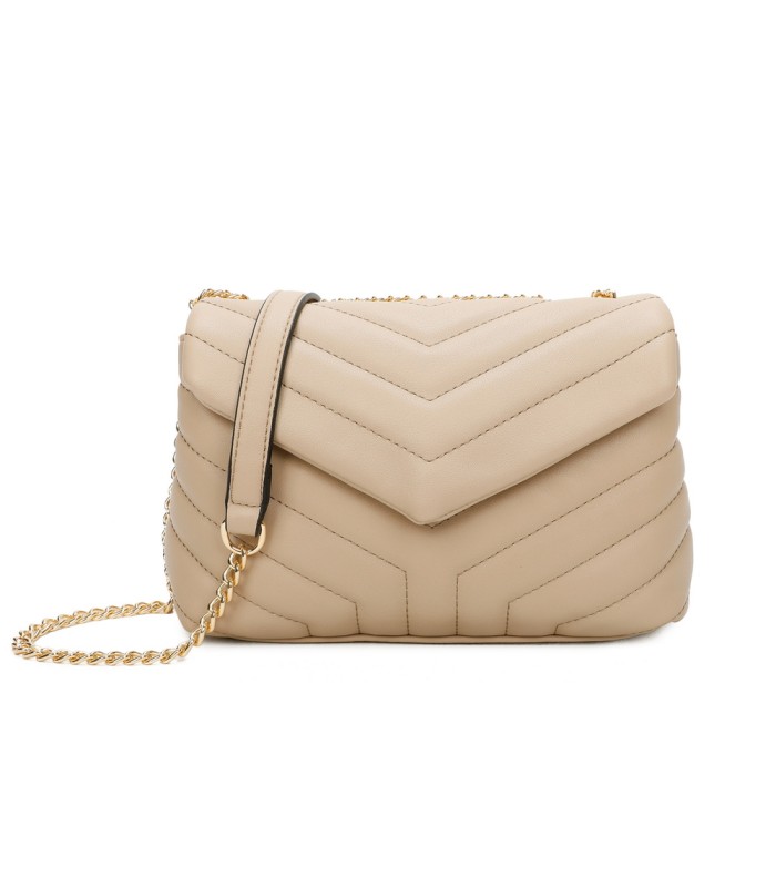 T11473 - Bolso bandolera con cierre imantado y textura efecto en V