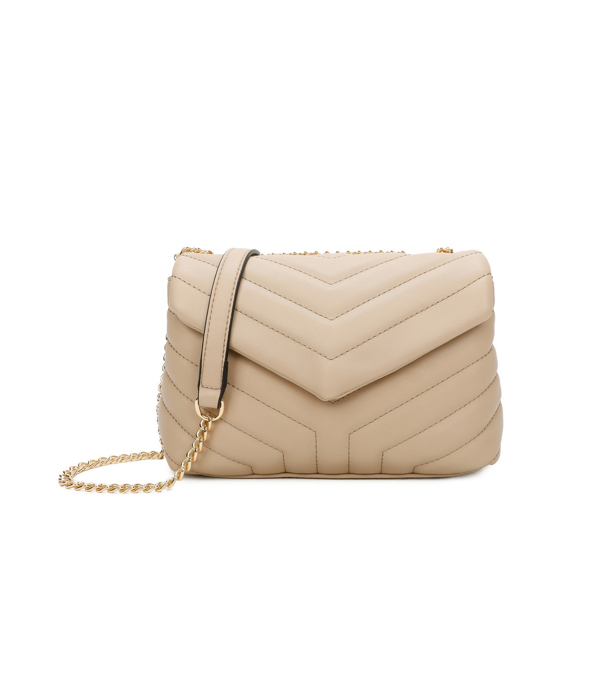 T11473 - Bolso bandolera con cierre imantado y textura efecto en V
