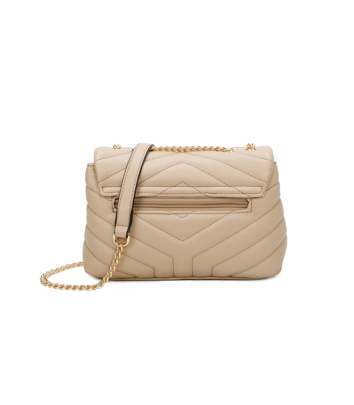 T11473 - Bolso bandolera con cierre imantado y textura efecto en V